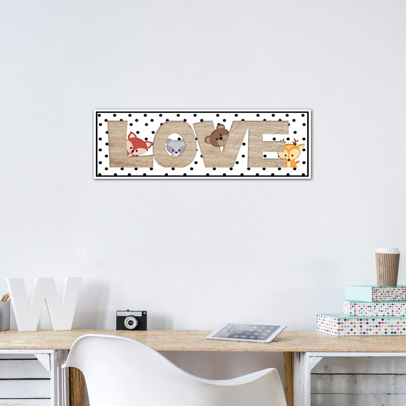 Art love, H 12 po x l 36 po x 1,5 po, Toile blanche encadrée
