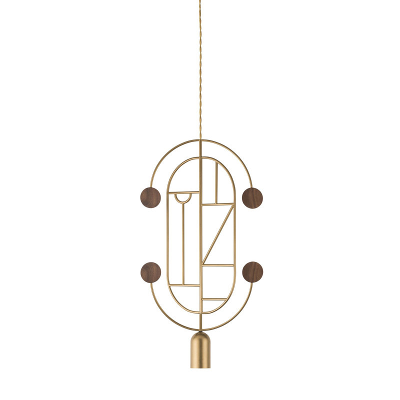 Wooden Dots 1 - Light Pendant, Walnut, Brass