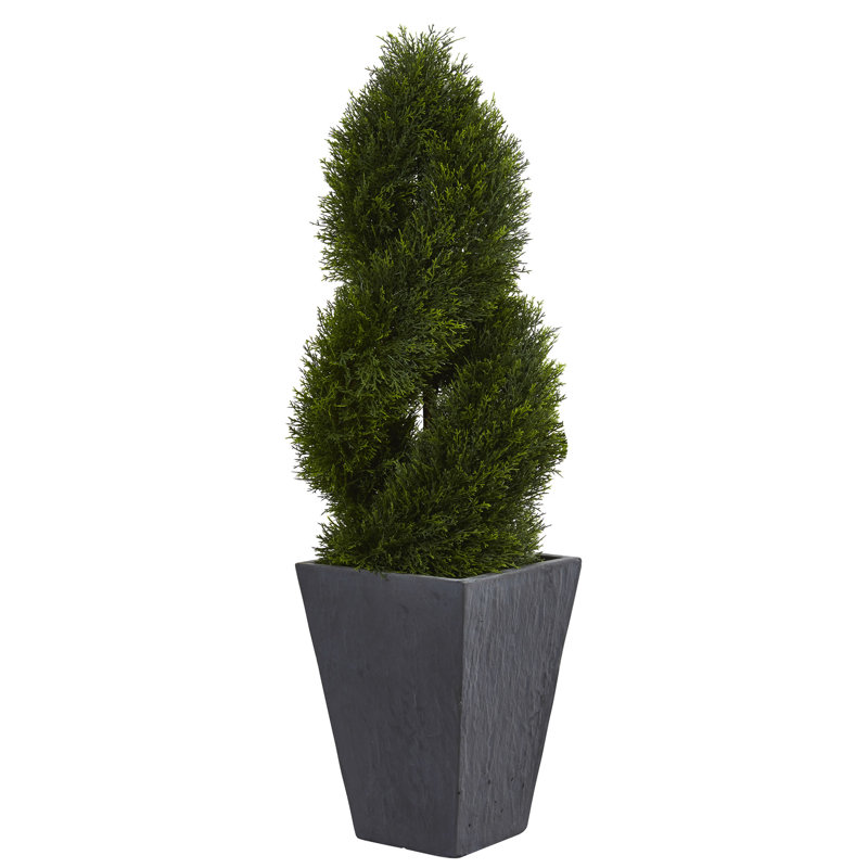 4 pi Arbre artificiel topiaire en spirale Cypress en ardoise résistante aux rayons UV (intérieur / extérieur)