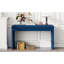 Console rustique, tiroirs cannelés, bleu marine, placage frêne, pieds réglables, idéale pour le sol, plateau, rangement avec tiroirs, base bleu marine, en bois, pour salon ou couloir, support de plateau, capacité