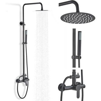 Ensemble de robinet de douche à pluie avec douche à main 8 po noir mat