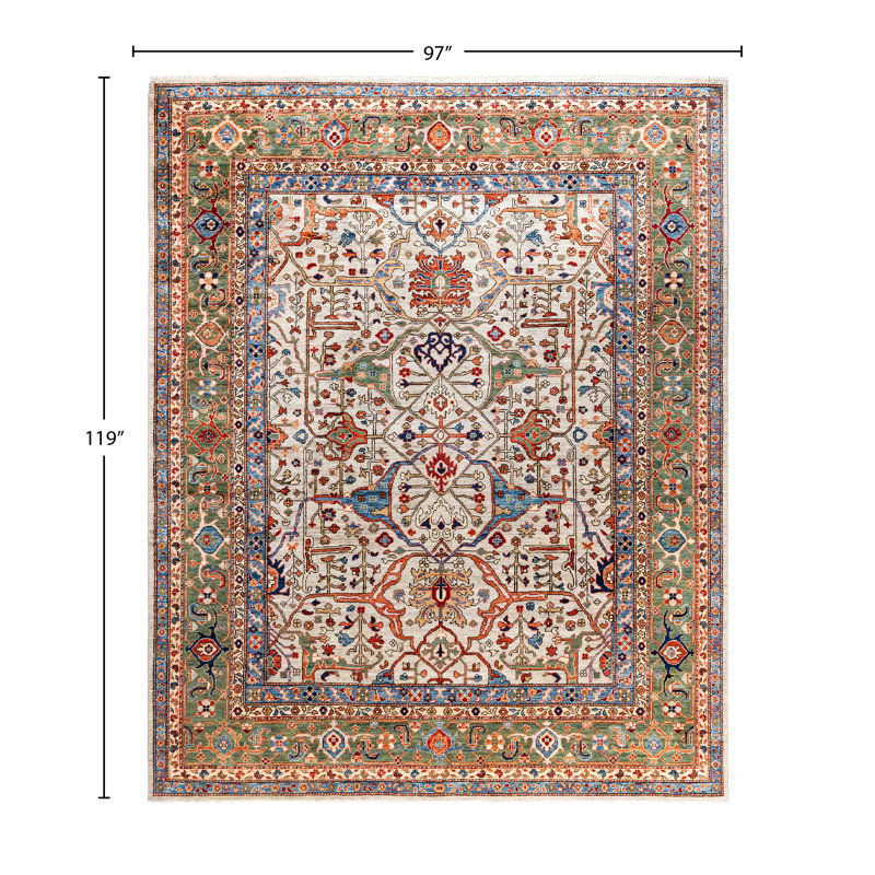 Tapis unique noué à la main gris Raffin de 8 pi 1 po x 9 pi 11 po Raffin