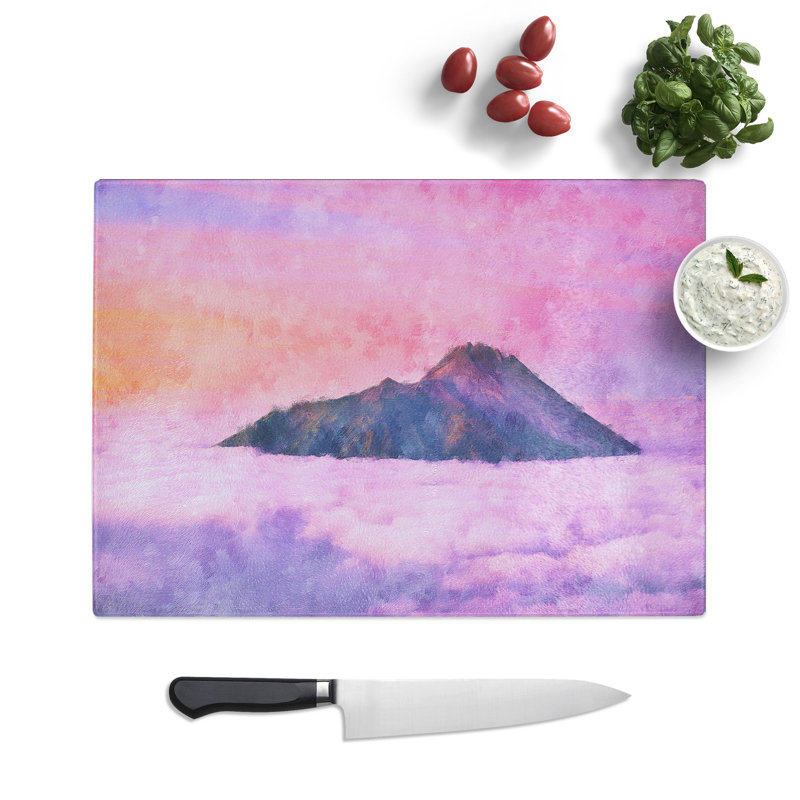 Tempered Glass Mount Merapi in Indonesia Chopping Board, 28.5 cm x 39 cm