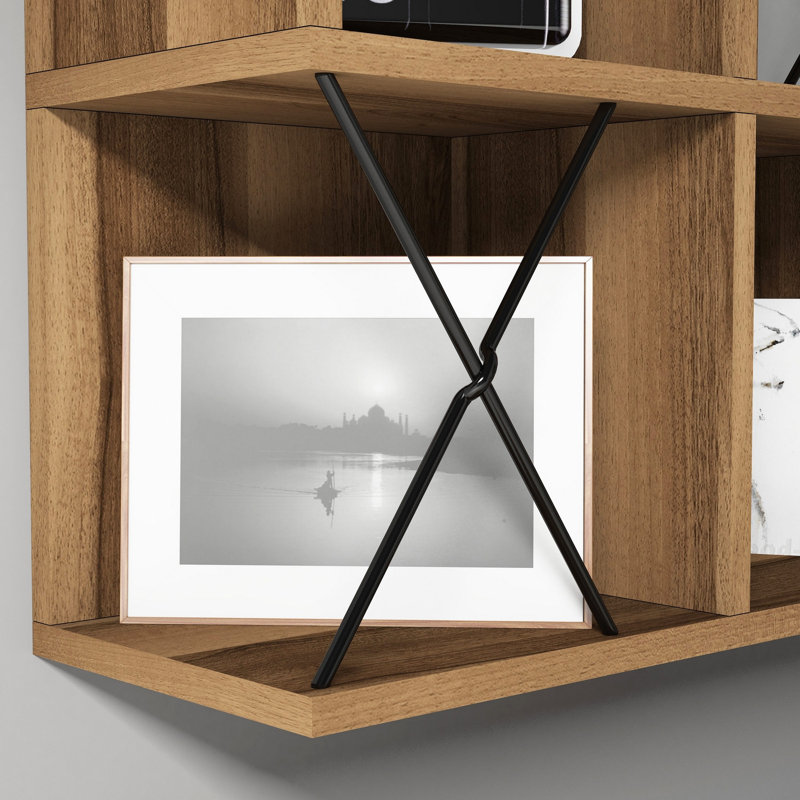 Chetna 4 Piece Square Cube Shelf, Walnut/Black