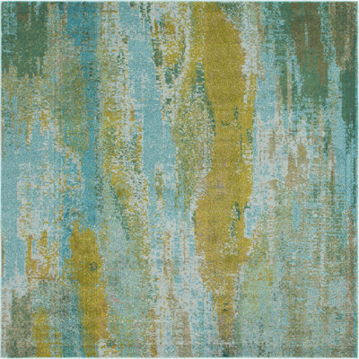 Tapis turquoise tissé à la machine Rizer