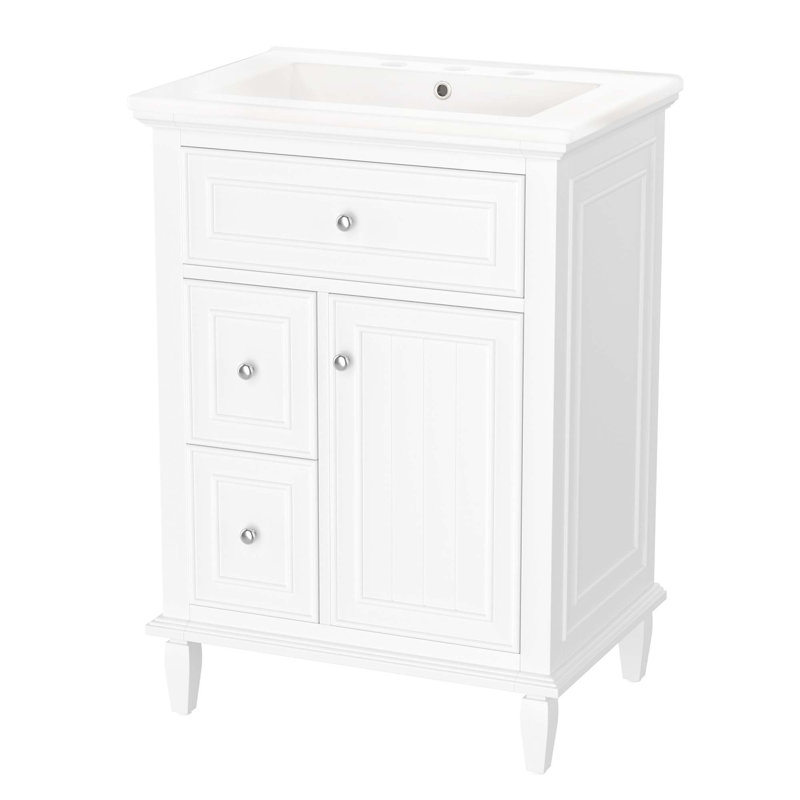 Meuble-lavabo moderne avec rangement polyvalent et design élégant, Blanc