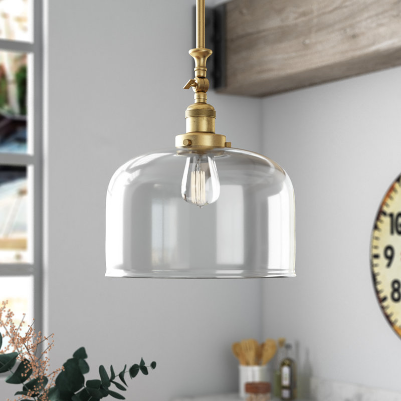 Hiers 1 - Light Single Pendant, Brushed Brass, Clear, No Bulb Included