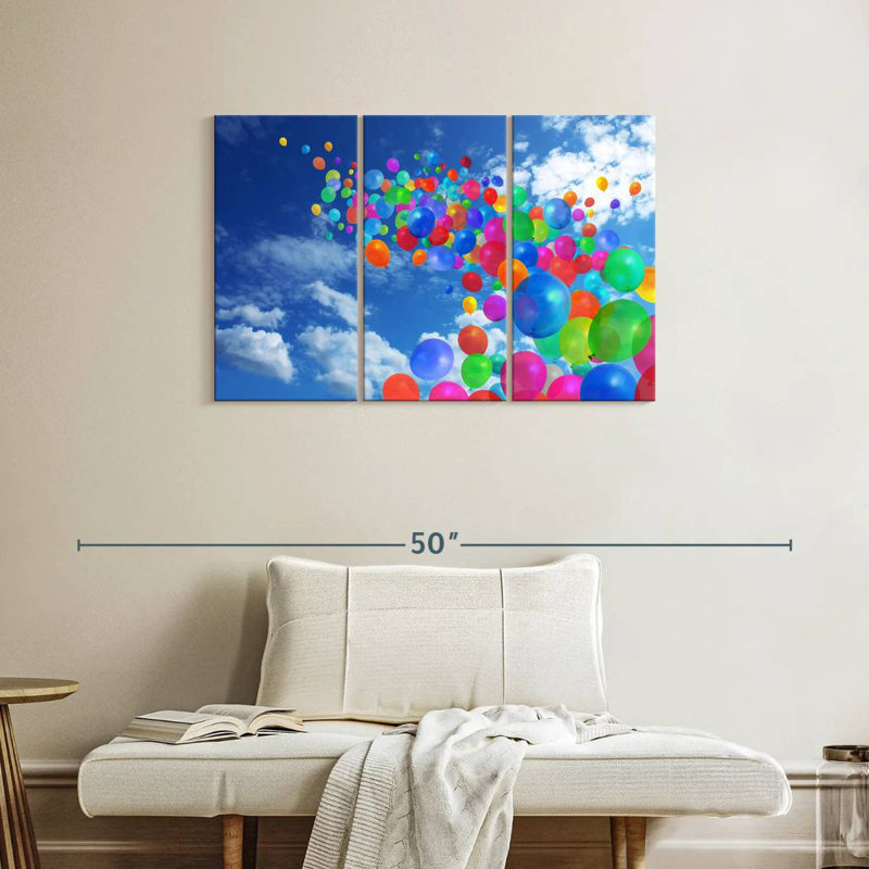 Ashelle Flying Colorful Balloons, 24" H x 38" W