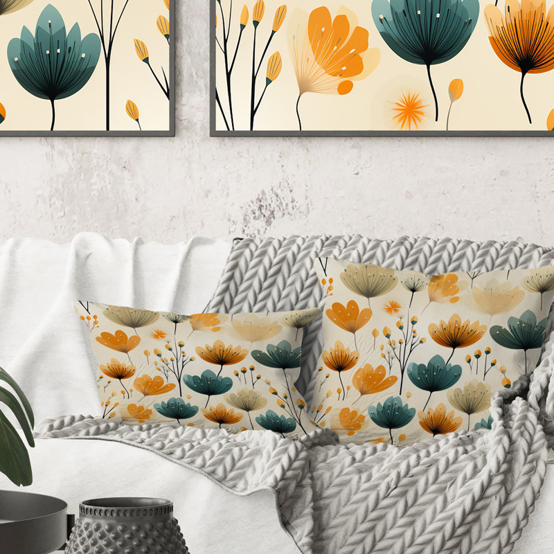 Élégance moderne danoise - coussin floral en polyester