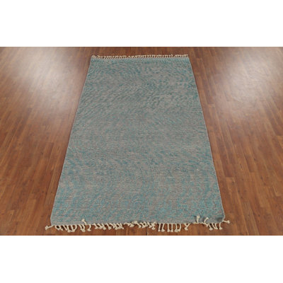 All-Over Gray & Blue Moroccan Abstract Area Rug 5x8