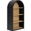 4 tablettes arquées noires, 43 po de hauteur, capacité de rangement, conception élégante, robuste, première bibliothèque, 43,59 po de hauteur, tablettes, mélange rétro et moderne, coffre-fort stable