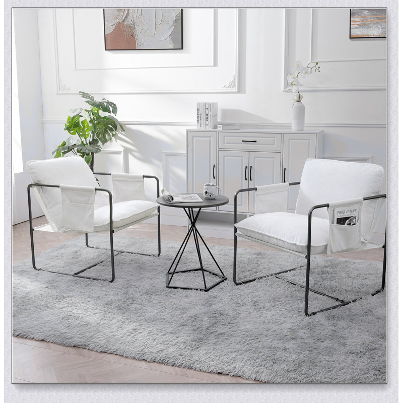 2 ensembles de 1 fauteuil avec accoudoirs suspendus et structure en métal