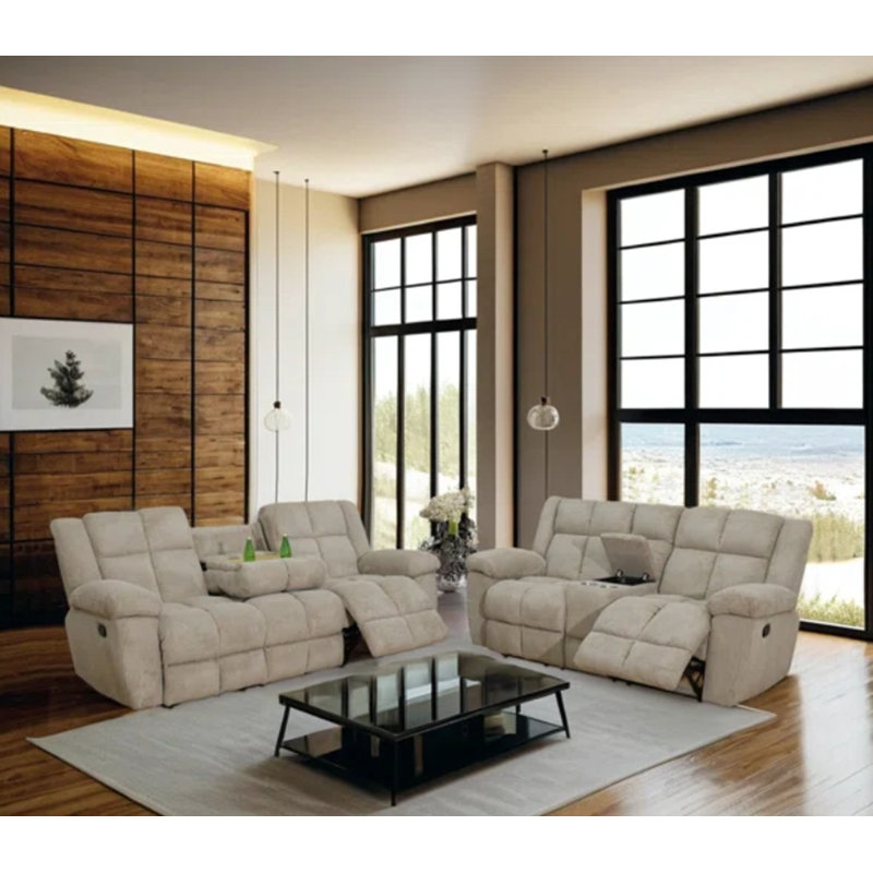  Haven Beige Corduroy 2-Piece Living Room Warm Sofa And Loveseat set