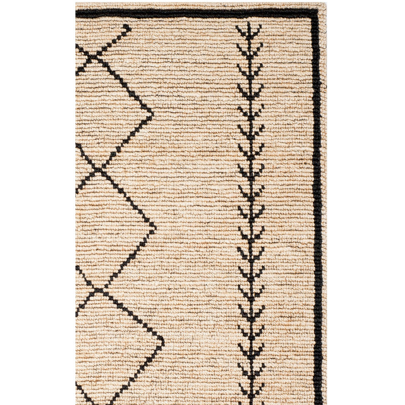Tapis tissé à la main Wilmore en ivoire / noir Wilmore, Rectangle 3 pi x 5 pi