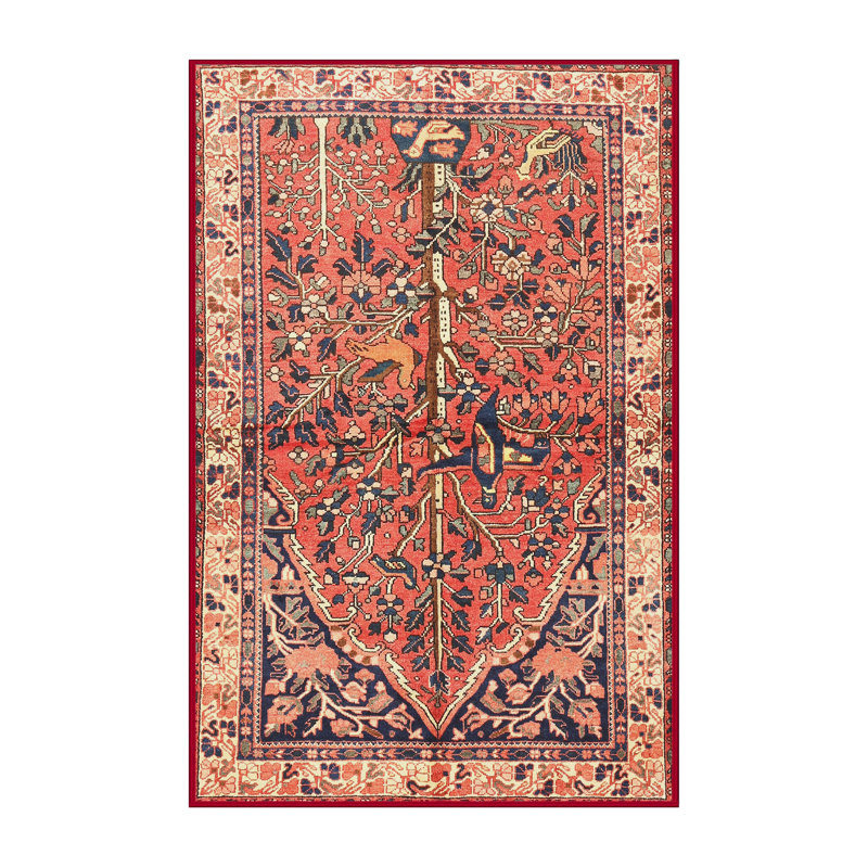 Tapis orange/gris traditionnel Ose, Rectangle 4 pi x 6 pi