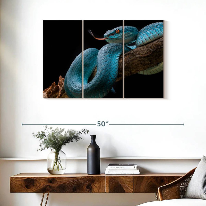Brampt Slithering Blue Viper, 24" H x 38" W