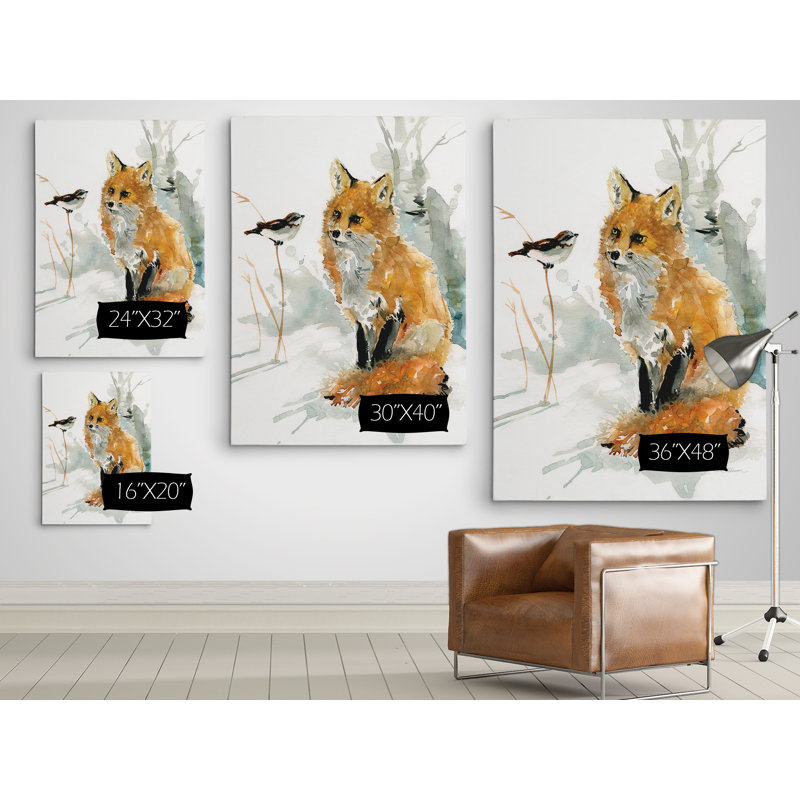 «Fox and Friend», reproduction de peinture à l'huile sur toile tendue, H 16 po x l 20 po x P 1,5 po