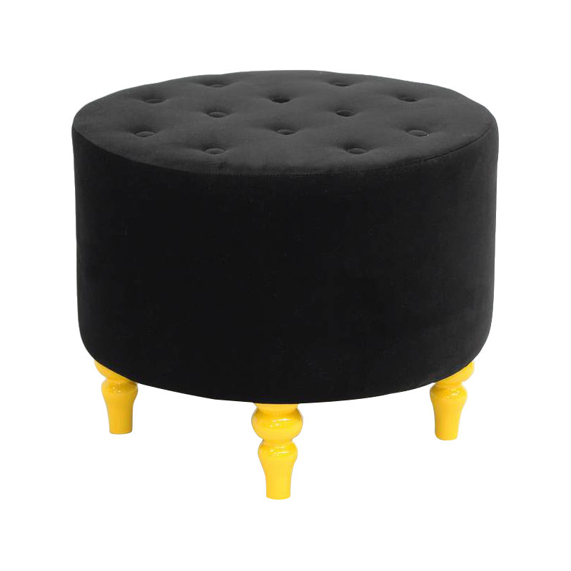 Gondola 55cm Wide Tufted Round Solid Colour Cocktail Ottoman, Yellow