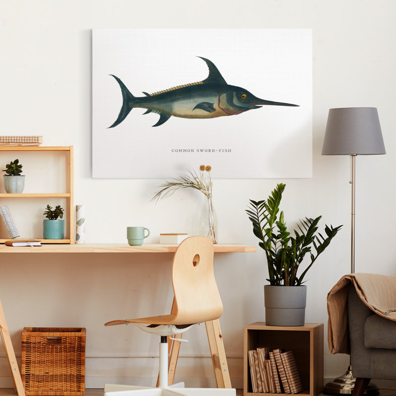 « Common Sword-Fish »-reproduction d’art sur toile, H 12 po x l 18 po x 1,5 po