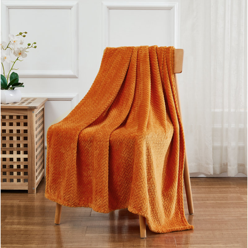  Jeté en molleton ultra doux et moelleux, Épice à chevrons, 50 po x 70 po