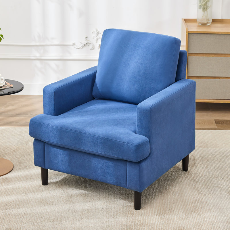 Mid-Century Linen Accent Chair – Stylish, Blue