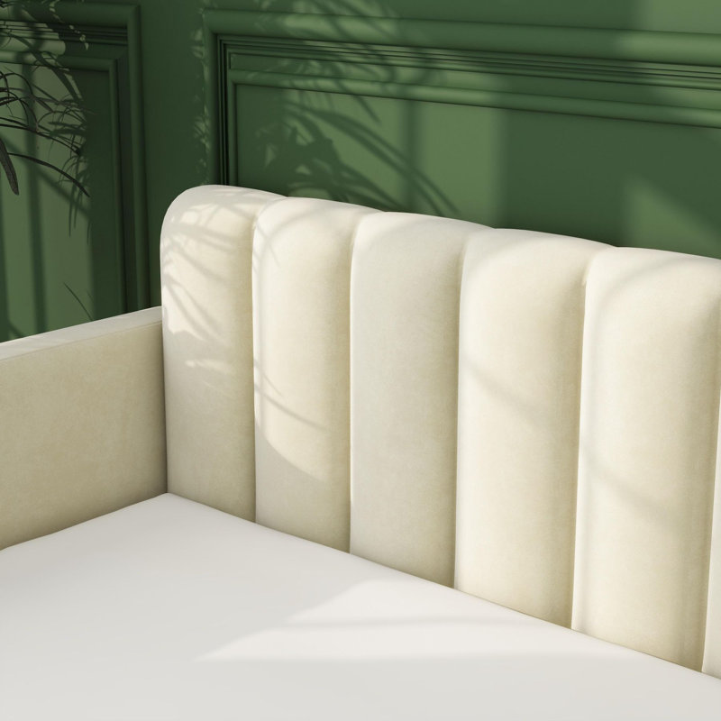 Saville Ashok Upholstered Daybed with 2 Drawers, Twin, Cream