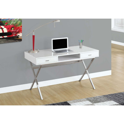 Bureau d'ordinateur, bureau personnel, ordinateur portable, tiroirs de rangement, travail, métal, contemporain, moderne