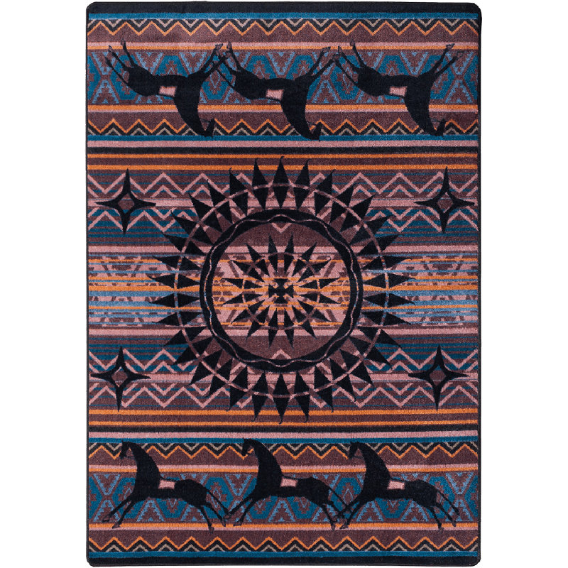 Tapis prune de style sud-ouest Menik, Rectangle 5 pi 4 po x 7 pi 8 po