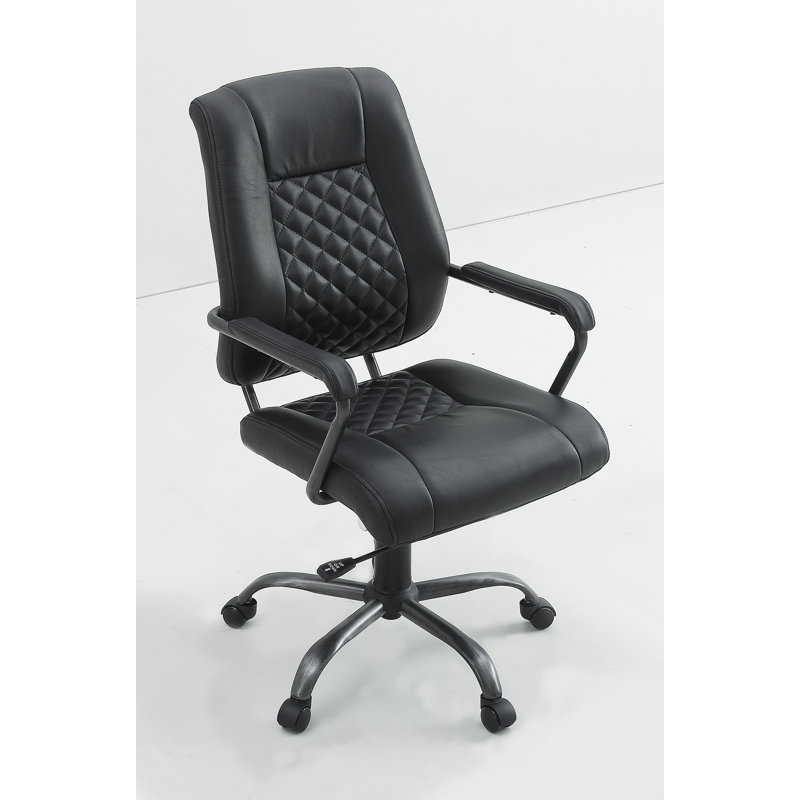 Fauteuil de direction en cuir véritable Rockett, Noir, Brun marocain