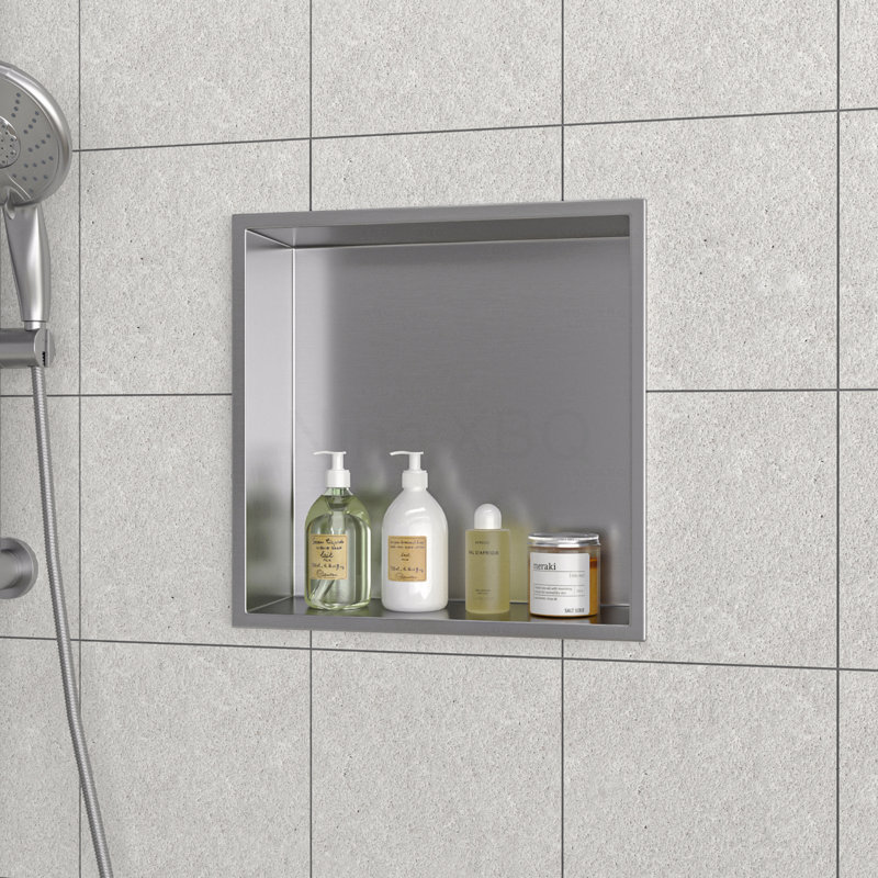 12" X 12" Stainless Steel Shower Niche, Brushed Nickel, Brushed Nickel, 12" H x 12" W x 3.94" D