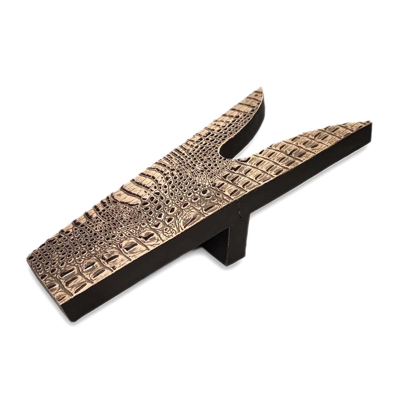 Boot Jack in Crocodile Print Embossed Leather, Tan