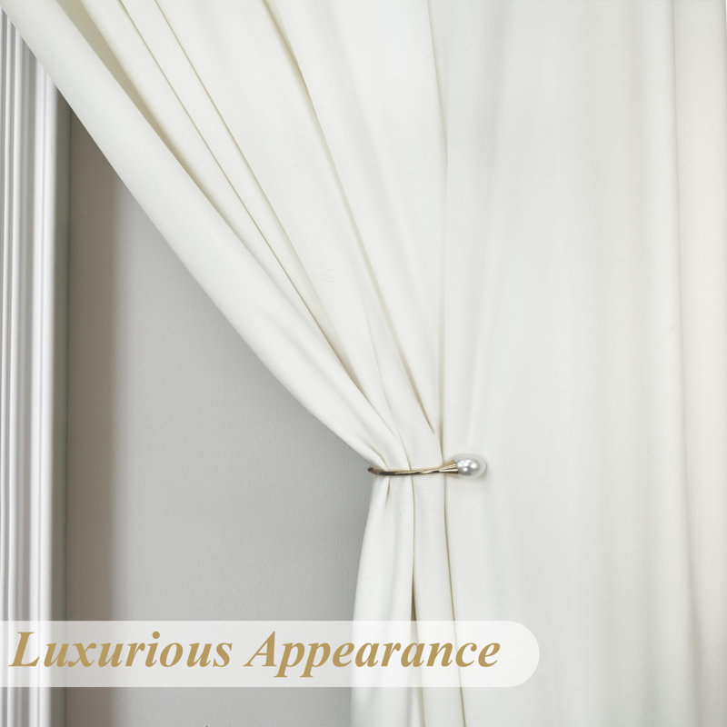 Ensemble de 2 rideaux obscurcissants en velours, Blanc, L 52 po x L 108 po