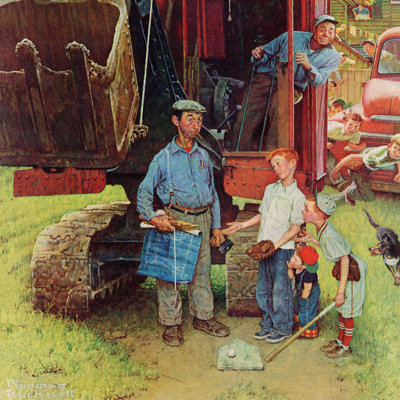 Construction Crew by Norman Rockwell - Wrapped Canvas Painting