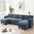 140" Modular Sectional Sofa, U-Shape with 31.5" Extra-Wide Seat Cushion, USB and Type-C Charger, Phone Holder and 2 Side Storage Pockets, Free Movement Ottoman, Striped Chenille-265909989