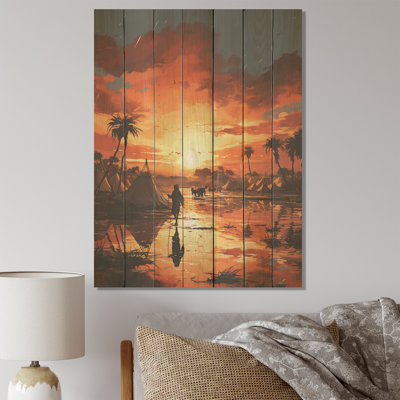 Sahrawi Tents African Landscape II - Africa Landscape On Wood Print