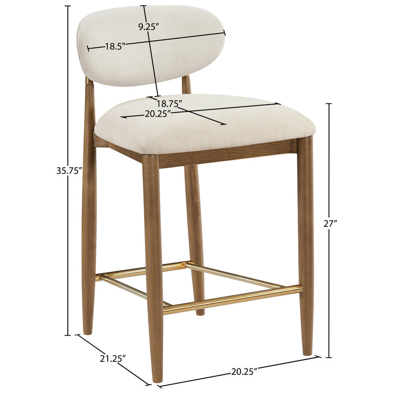 Tabouret en tissu Riccio, Brun, Brossé, Tissu polyester crème