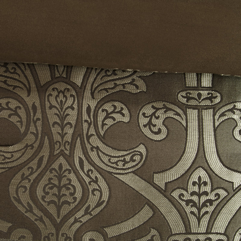 King Brown Jacquard Microfiber Reversible Bedding Set