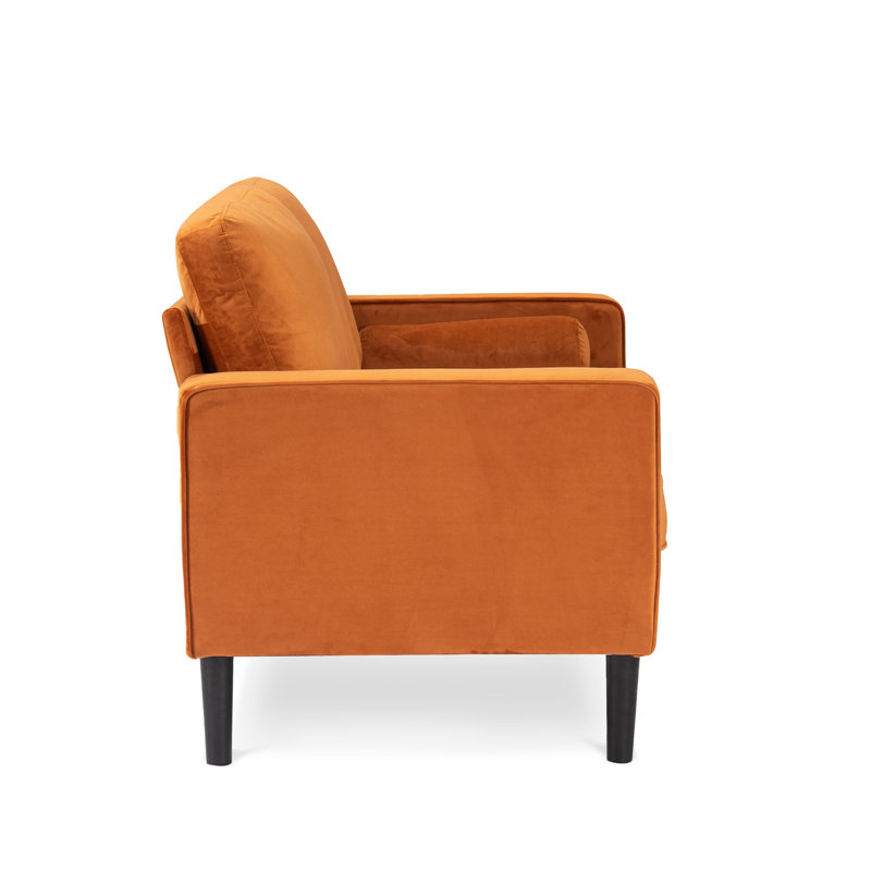 Baity Cushioned Loveseat Sofa, 3, Velvet Orange
