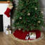 Jupe d'arbre de Noël en tricot torsadé avec bordure en fausse fourrure - 48 po - Rouge