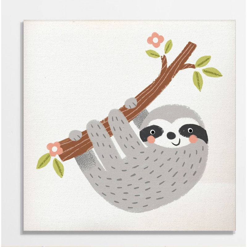 «Grey Sloth», peinture sur toile tendue, H 10 po x l 10 po x P 1,5 po