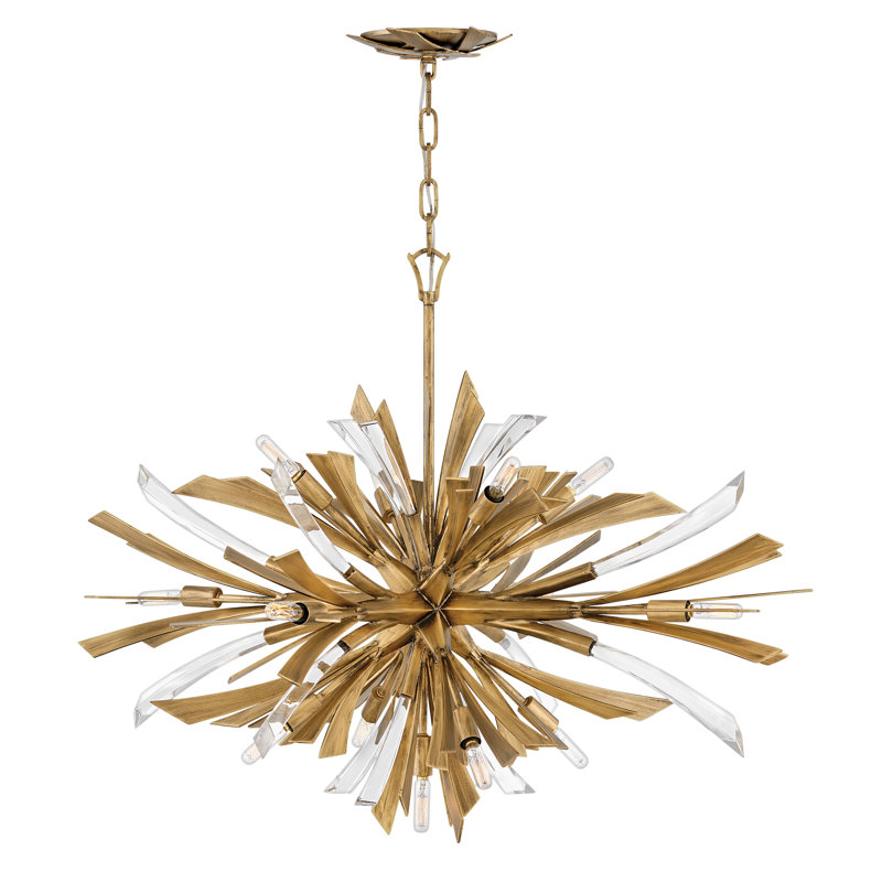 Vida 13 - Light Sputnik Sphere Chandelier with Crystal Accents, Burnished Gold