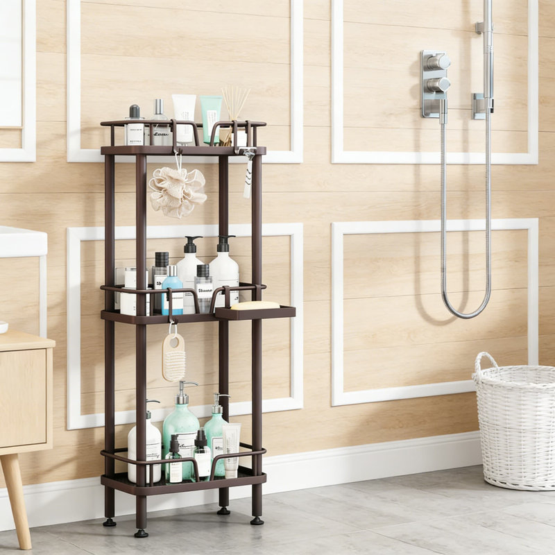 Corner Shower Caddy Organizer - 3-Tier Rustproof Stainless Steel Bathroom Shelf With Soap Holder And Hooks For Space-Saving Storage