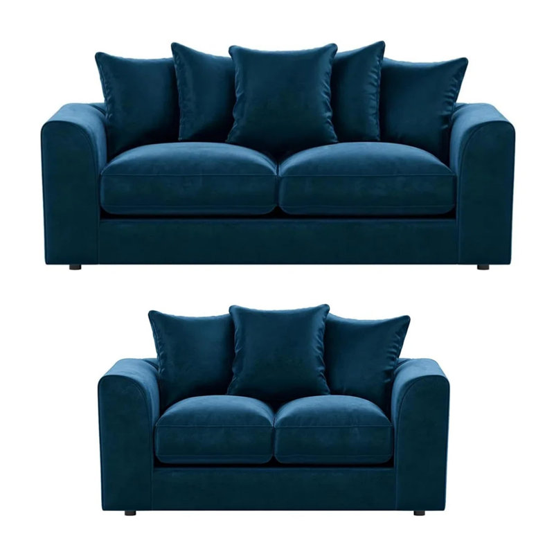 5 Seater Velvet Sofa, Blue