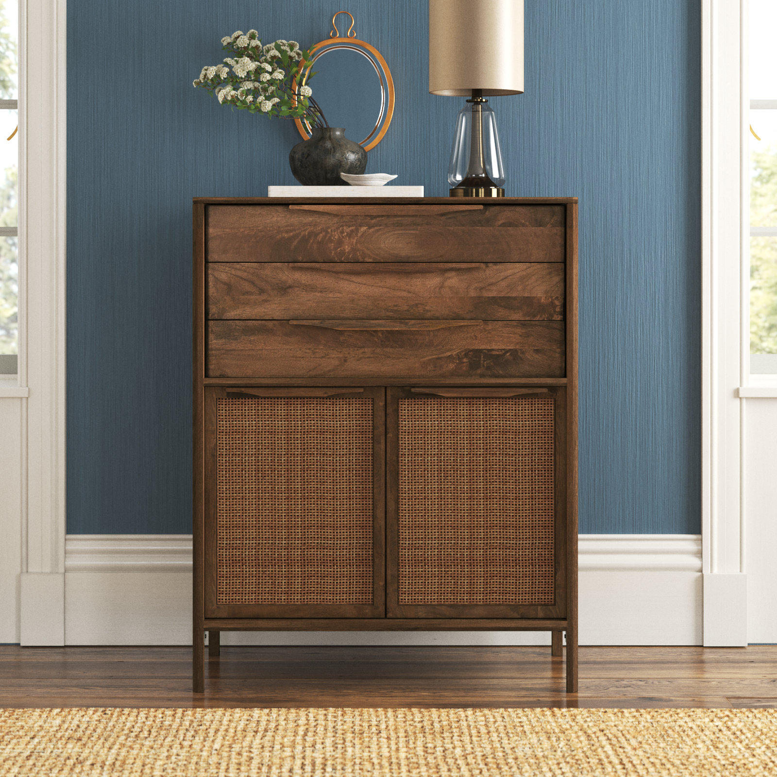 Nellie 33.5" Cane Dresser, Brown Wash