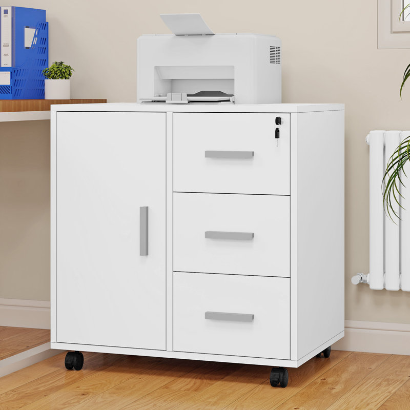 60cm Wide 3 -Drawer Mobile File Cabinet, White