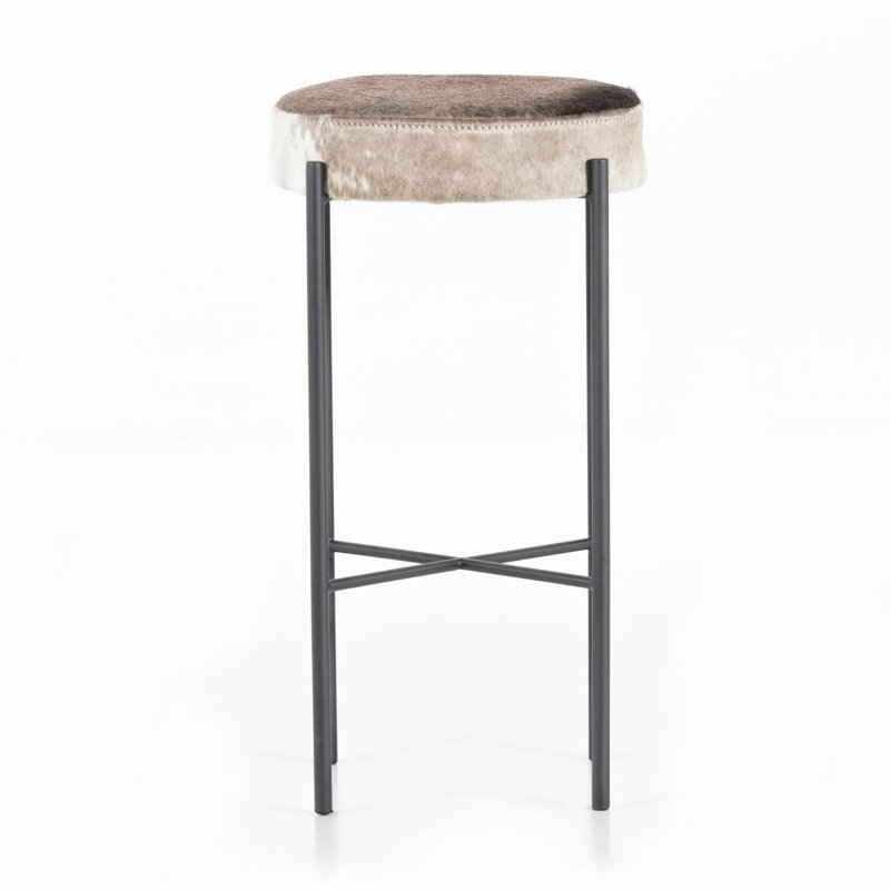 Nocona Upholstered Bar Stool, Brown Speckled Hide/Leather, Bar Stool (30" Seat Height)