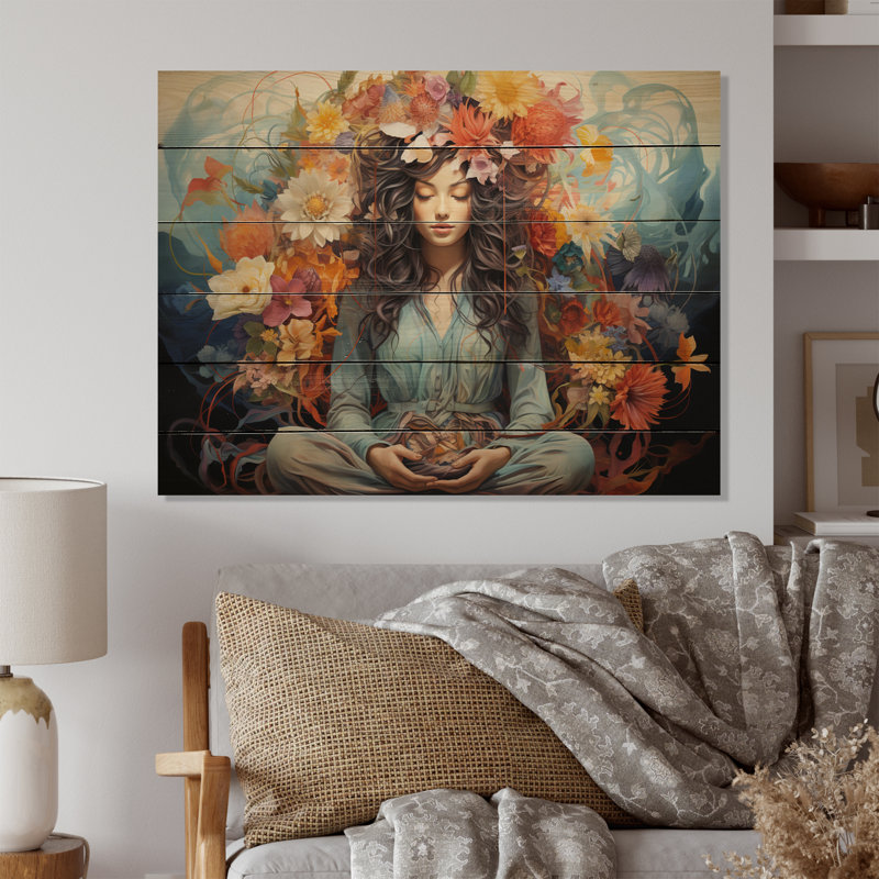 «Colorful Meditation Awakening Presence» sur impression sur bois, H 30 po x l 40 po x P 0,78 po