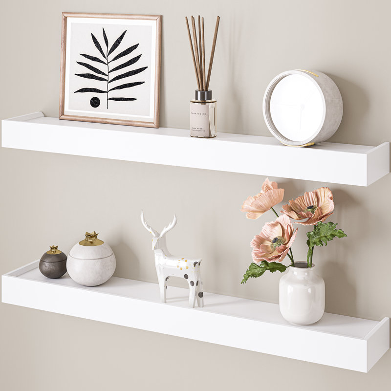 Array 24" W x 4" D Floating Shelves for Wall, 1.75" H x 24" W x 4" D, White