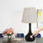 17" Tall Elegant Black & Gold Teardrop Table Lamp With Beige Fabric Shade, 2 Led Bulbs Included-17854497