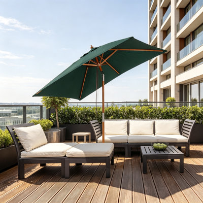 200 cm W X 150 cm D Market Parasol with Pulley Lift
